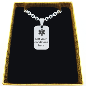 Silver Tone Custom Medical Necklace (Smaller pendant) - Prioritize your well-being, personalize your necklace.