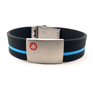 Cut to Size Thick Stripe (Red or Blue) Medical Bracelet