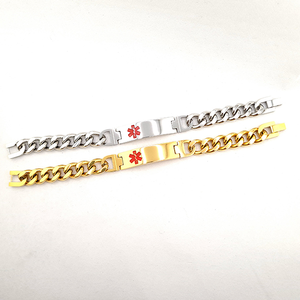 Chunky Chain Medical Bracelet - A bold statement, a silent guardian