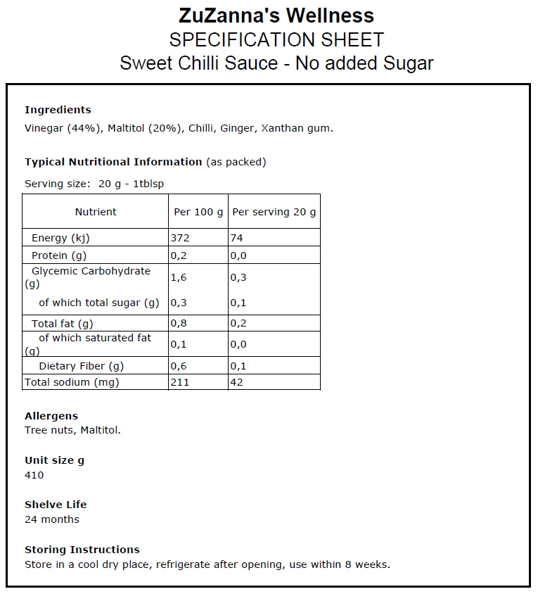 Sweet Chilli Sauce - No Added Sugar - Vegan - Low Carb - Gluten Free - Image 2