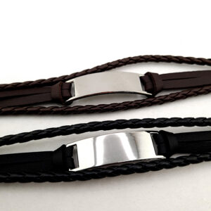 Braided Leather Medical Bracelet