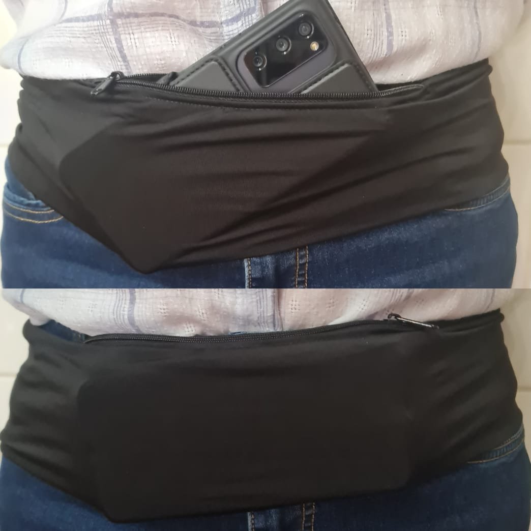 Waist Lycra Zip Storage Pouch - Plain Colours