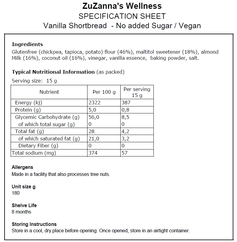 Vanilla Shortbread - No Added Sugar - No Dairy - Gluten Free - Image 2