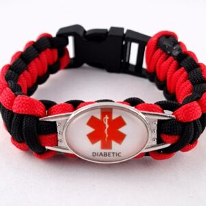 Red & Black Paracord Medical Bracelet