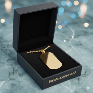 Gold Tone Custom Medical Necklace (Smaller pendant) - Prioritize your well-being, personalize your necklace.