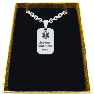Silver Tone Custom Medical Necklace (Smaller pendant) - Prioritize your well-being, personalize your necklace.